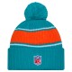 Miami Dolphins New Era Aqua 2024-25 Sideline Cuffed Knit Hat with Pom