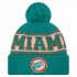Miami Dolphins New Era Aqua Retro Cuffed Knit Hat with Pom