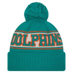 Miami Dolphins New Era Aqua Retro Cuffed Knit Hat with Pom