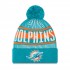 Miami Dolphins New Era Aqua Striped  Cuffed Knit Hat with Pom