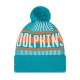 Miami Dolphins New Era Aqua Striped  Cuffed Knit Hat with Pom