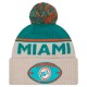 Miami Dolphins New Era Stone NFL Sideline Historic Cuffed Knit Hat with Pom