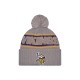 Minnesota Vikings  New Era Gray 2024 Sideline Sport Cuffed Knit Hat with Pom