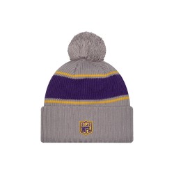 Minnesota Vikings  New Era Gray 2024 Sideline Sport Cuffed Knit Hat with Pom