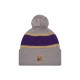 Minnesota Vikings  New Era Gray 2024 Sideline Sport Cuffed Knit Hat with Pom