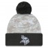Minnesota Vikings  New Era White-Graphite 2024 Salute To Service Digital Camo Cuffed Knit Hat with Pom