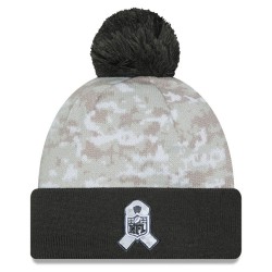 Minnesota Vikings  New Era White-Graphite 2024 Salute To Service Digital Camo Cuffed Knit Hat with Pom