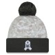 Minnesota Vikings  New Era White-Graphite 2024 Salute To Service Digital Camo Cuffed Knit Hat with Pom