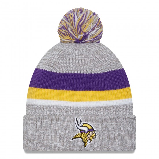 Minnesota Vikings New Era Heather Gray Cuffed Knit Hat with Pom