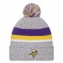 Minnesota Vikings New Era Heather Gray Cuffed Knit Hat with Pom