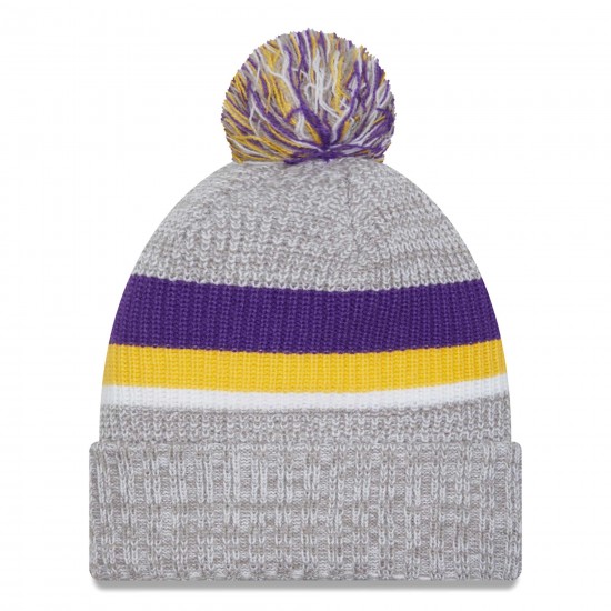 Minnesota Vikings New Era Heather Gray Cuffed Knit Hat with Pom