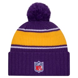 Minnesota Vikings New Era Purple 2024 Sideline Cuffed Knit Hat with Pom