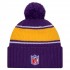 Minnesota Vikings New Era Purple 2024 Sideline Cuffed Knit Hat with Pom