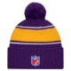 Minnesota Vikings New Era Purple 2024 Sideline Cuffed Knit Hat with Pom