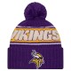 Minnesota Vikings New Era Purple 2024 Sideline Cuffed Knit Hat with Pom