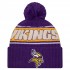 Minnesota Vikings New Era Purple 2024 Sideline Sport Cuffed Knit Hat with Pom