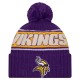 Minnesota Vikings New Era Purple 2024 Sideline Sport Cuffed Knit Hat with Pom