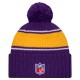 Minnesota Vikings New Era Purple 2024 Sideline Sport Cuffed Knit Hat with Pom