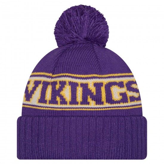 Minnesota Vikings New Era Purple Retro Cuffed Knit Hat with Pom