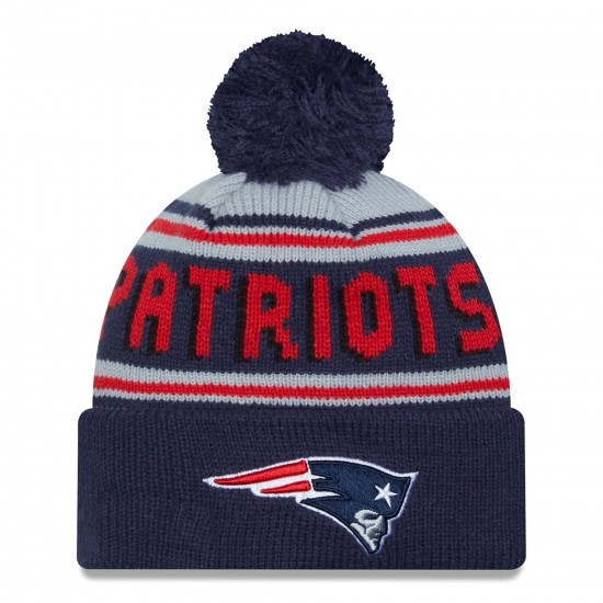 New England Patriots  New Era Navy  Main Cuffed Knit Hat with Pom