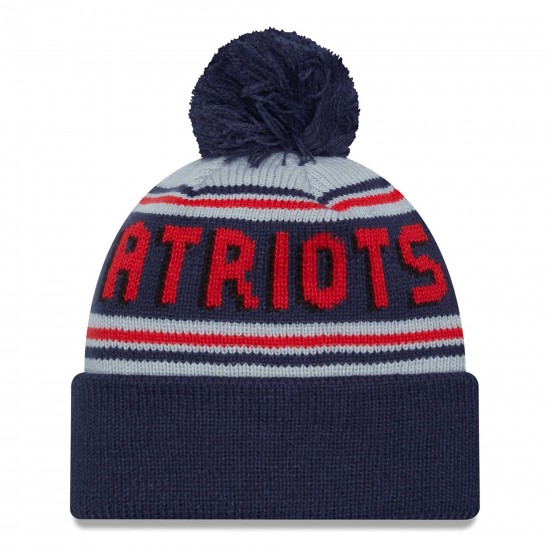 New England Patriots  New Era Navy  Main Cuffed Knit Hat with Pom