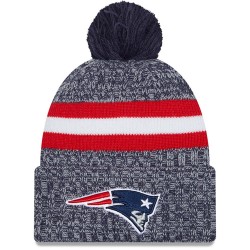 New England Patriots  New Era Navy 2023 Sideline Cuffed Knit Hat With Pom