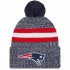 New England Patriots  New Era Navy 2023 Sideline Cuffed Knit Hat With Pom