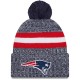 New England Patriots  New Era Navy 2023 Sideline Cuffed Knit Hat With Pom