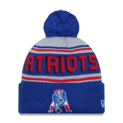 New England Patriots  New Era Royal Throwback Main Cuffed Knit Hat with Pom