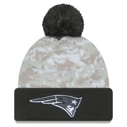 New England Patriots  New Era White-Graphite 2024 Salute To Service Digital Camo Cuffed Knit Hat with Pom