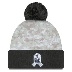 New England Patriots  New Era White-Graphite 2024 Salute To Service Digital Camo Cuffed Knit Hat with Pom