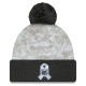 New England Patriots  New Era White-Graphite 2024 Salute To Service Digital Camo Cuffed Knit Hat with Pom