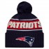 New England Patriots New Era Navy 2024 Sideline Cuffed Knit Hat with Pom