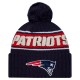 New England Patriots New Era Navy 2024 Sideline Cuffed Knit Hat with Pom