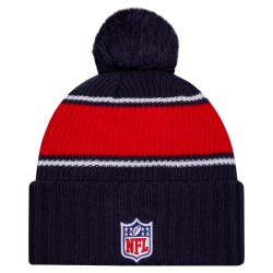 New England Patriots New Era Navy 2024 Sideline Cuffed Knit Hat with Pom