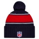 New England Patriots New Era Navy 2024 Sideline Cuffed Knit Hat with Pom