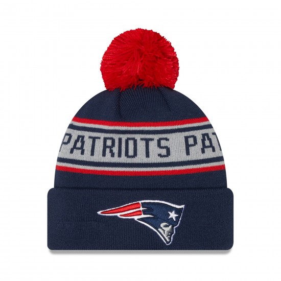 New England Patriots New Era Navy Repeat Cuffed Knit Hat with Pom