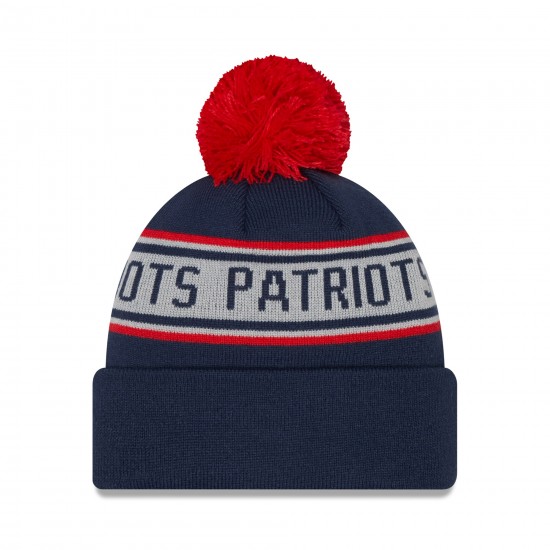 New England Patriots New Era Navy Repeat Cuffed Knit Hat with Pom