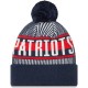 New England Patriots New Era Navy Striped Cuffed Knit Hat with Pom