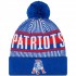 New England Patriots New Era Royal Striped Cuffed Knit Hat with Pom