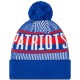 New England Patriots New Era Royal Striped Cuffed Knit Hat with Pom