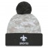 New Orleans Saints  New Era White-Graphite 2024 Salute To Service Digital Camo Cuffed Knit Hat with Pom