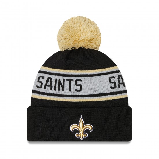 New Orleans Saints New Era Black  Repeat Cuffed Knit Hat with Pom