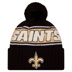 New Orleans Saints New Era Black 2024 Sideline Cuffed Knit Hat with Pom