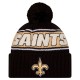New Orleans Saints New Era Black 2024 Sideline Cuffed Knit Hat with Pom