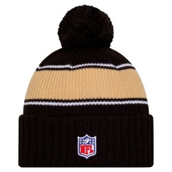 New Orleans Saints New Era Black 2024 Sideline Cuffed Knit Hat with Pom