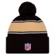 New Orleans Saints New Era Black 2024 Sideline Cuffed Knit Hat with Pom