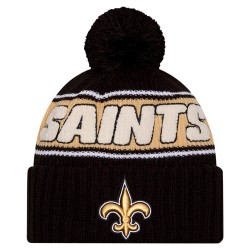 New Orleans Saints New Era Black 2024 Sideline Sport Cuffed Knit Hat with Pom