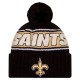 New Orleans Saints New Era Black 2024 Sideline Sport Cuffed Knit Hat with Pom