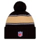 New Orleans Saints New Era Black 2024 Sideline Sport Cuffed Knit Hat with Pom
